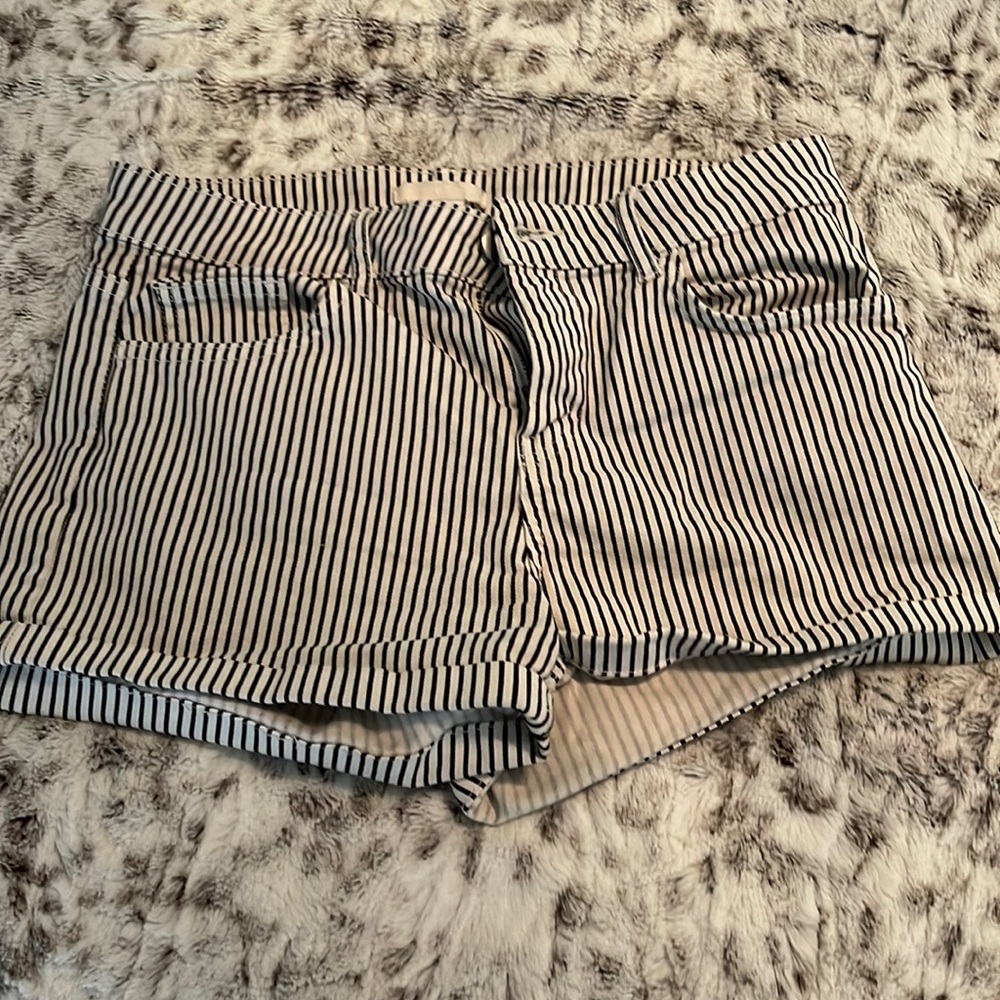 Striped jean shorts